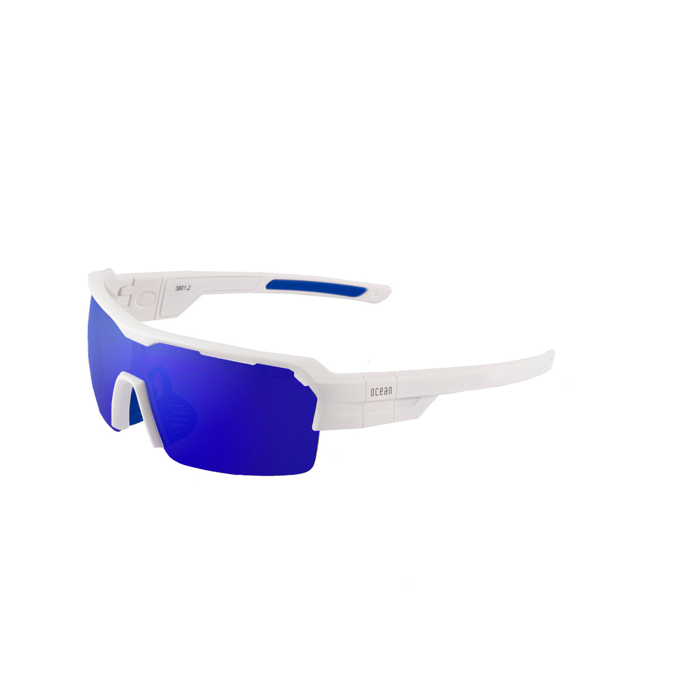 нетонущие очки Race Белые Матовые Зеркально-синие линзы. Вид сбоку