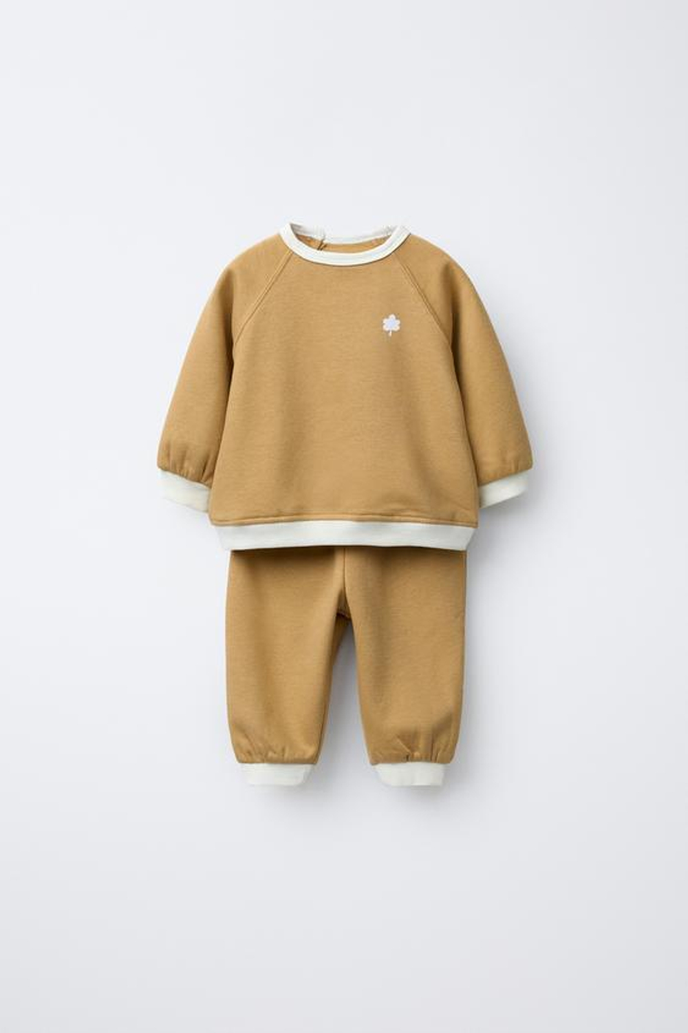 ZARA КОМПЛЕКТ: ТОЛСТОВКА И БРЮКИ С КОНТРАСТНЫМИ ДЕТАЛЯМИ, ОХРА