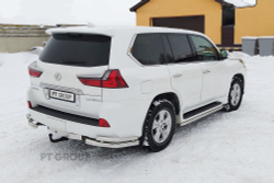 Фаркоп с нержавеющей накладкой на Toyota Land Cruiser 200 2007-2021, Lexus LX 2007-2022 без подрезки бампера(без электрики) арт.TLC-07-991424.00