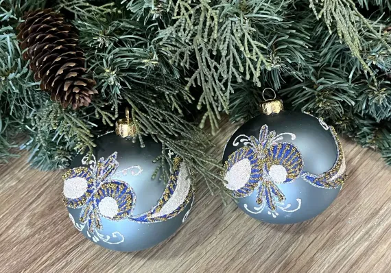 Набор стеклянных шаров Стрекоза, 2 шт., голубой, Irena CO (91108)