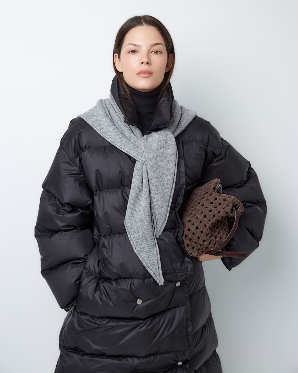 Косынка из смесового кашемира светло серый