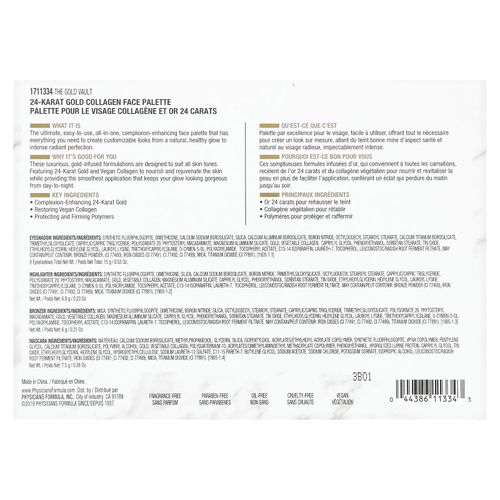 Physicians Formula, The Gold Vault, 24-каратное золото, коллагеновая палитра для лица, 1 шт.