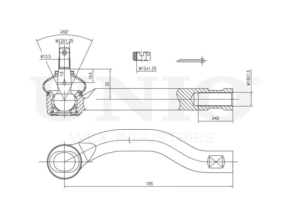 Наконечник рулевой левый UNIO SSP-10005