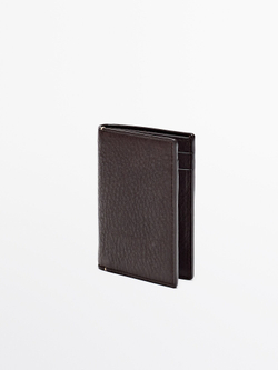 Massimo Dutti Вертикальный кошелек из кожи, коричневый
