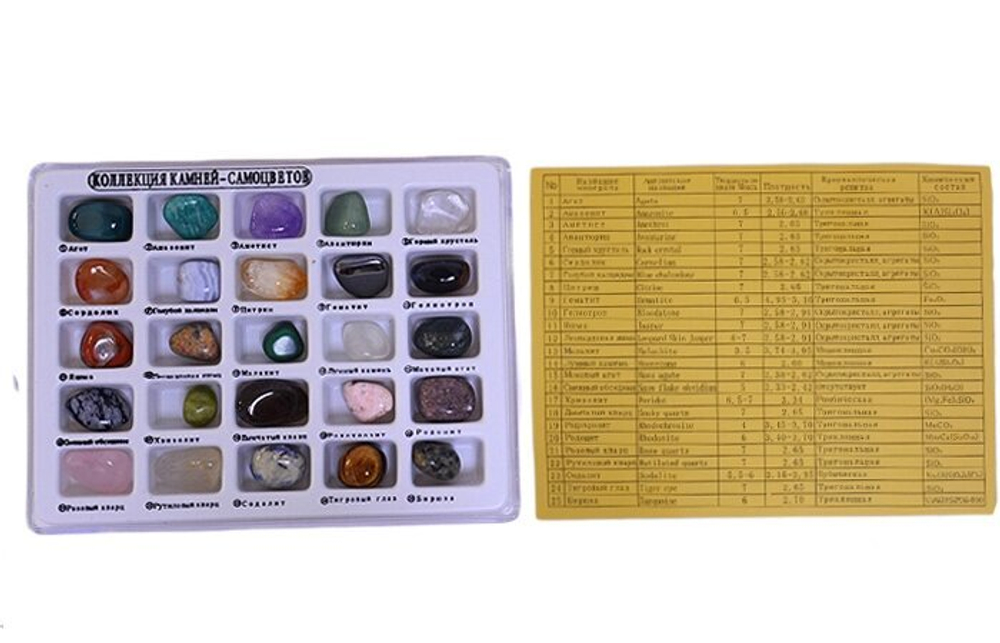 Коллекция минералов 25 самоцветов. в блистерной упаковке, (19-9)