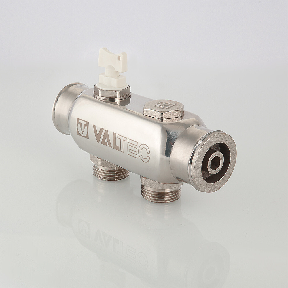Коллектор VALTEC из нержавеющей стали с межосевым расстоянием выходов 50 мм 1", 8 x 3/4", "евроконус" (VTc.505.SS.060508)