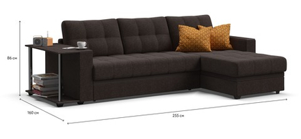 Угловой диван Атланта Люкс Рогожка Мальмо шоколад