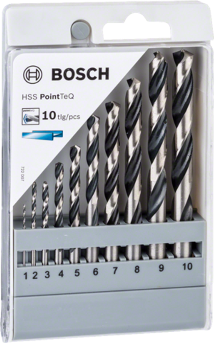 Набор из 10 спиральных сверл BOSCH HSS PointTeQ, 1–10 мм 2608577348