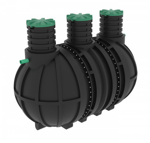 Септик переливной Мультпласт Профи М15 S 15000 л. горизонтальный / 6000 л. в сутки / до 30 чел. / самотечный сброс (4390x2400x2400см;753кг;черный) - арт.552047