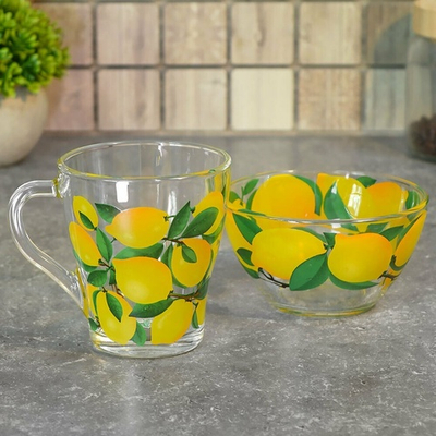 Набор "Ланч" 2 предмета (кружка 250мл, салатник 250мл) "Лимоны"