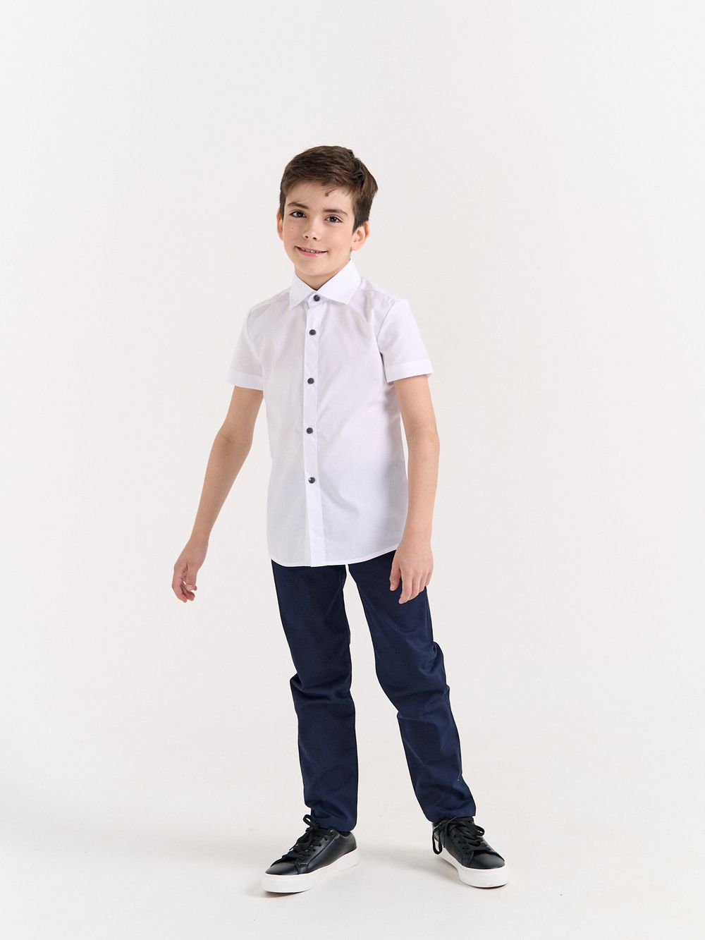 Рубашка с коротким рукавом "Белая" для мальчика 7+