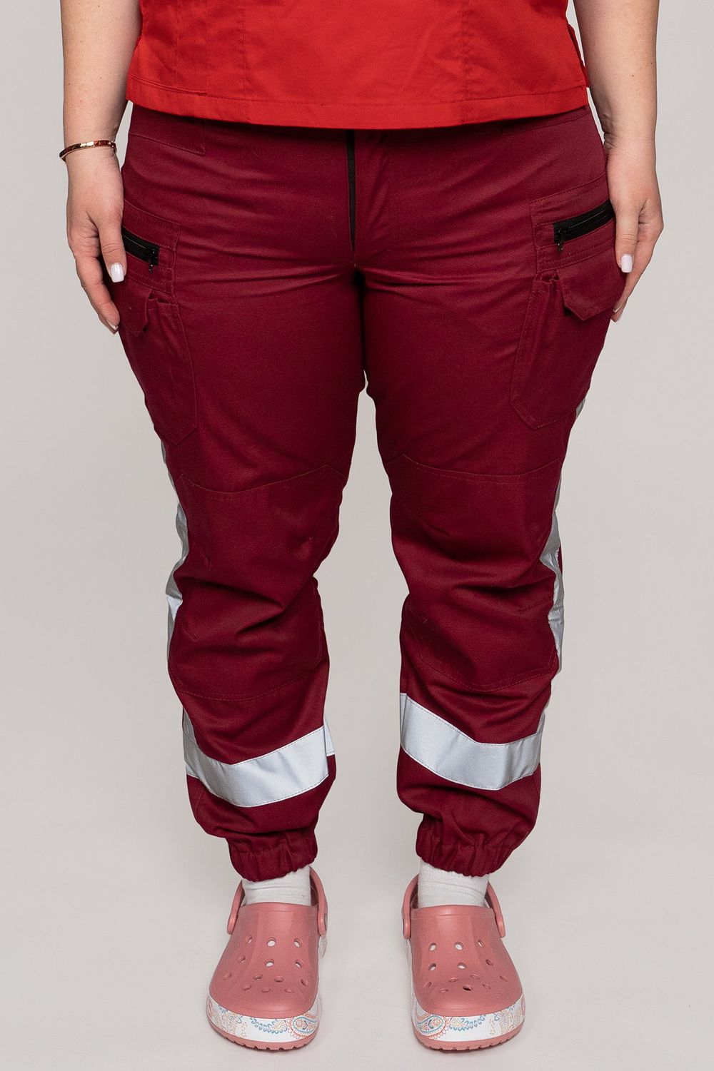 Брюки-джоггеры демисезонные женские Скорая помощь MedicLine цв. БОРДОВЫЙ