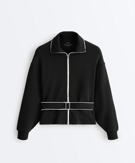 Oysho Куртка с контрастным Piping из мягкого модала, черный