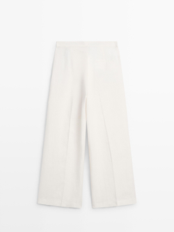 Massimo Dutti Брюки из струящегося льна, экрю