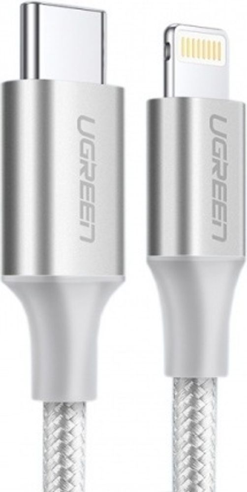 Кабель Ugreen Apple Lightning (M), USB TypeC (M) серебристый