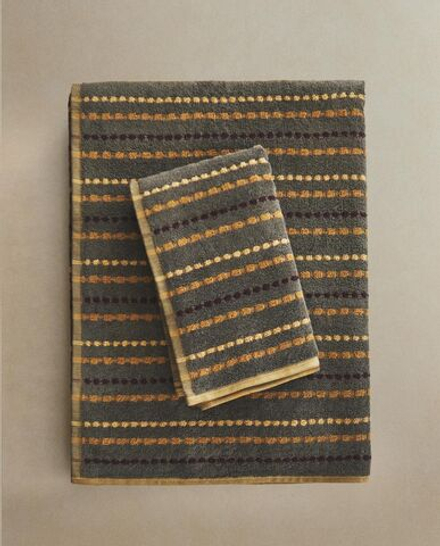 Zara Home - Банное полотенце с текстурой в горошек и контрастных цветов, разноцветный, 50х90 см