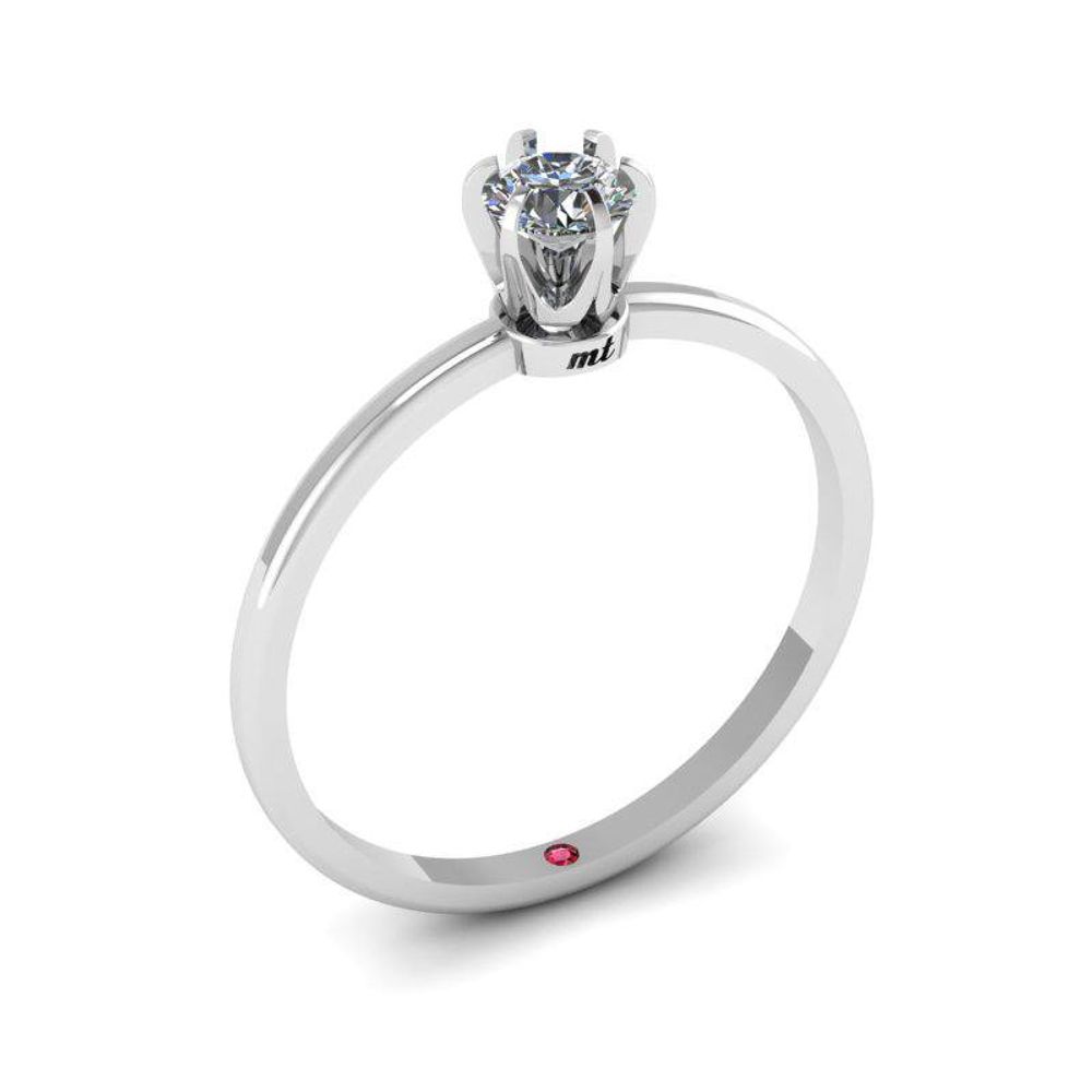 Кольцо Princess Round, муассанит, гранат