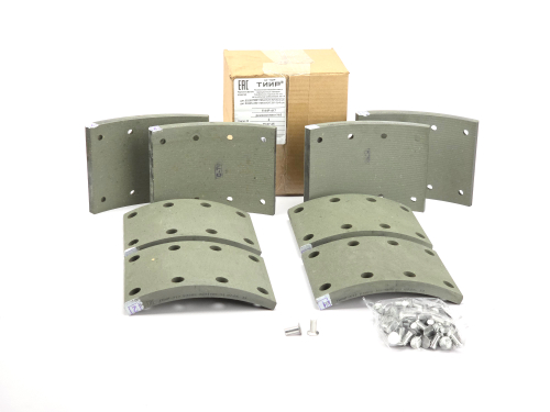 Рем. комплект тормозных накладок а/м КАМАЗ 53212,5511,5320, 65115, 65117, 53215 ЕВРО до 06.2013 г. 53205-3501105-01 (материал ТИИР-417, повышенный ресурс/ Сверл./расточенные/с заклёпками/ширина 140мм./ к-т 8 шт. длинные: 53205-3501105-01, толст.+тон./ доп. арт.: 53212-3501105, 53205-3501105-41, 5511-3501105) АО ТИИР г. Ярославль