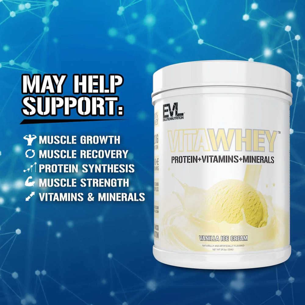 EVLution Nutrition, VitaWhey ™, ванильное мороженое, 554 г (19,5 унции)