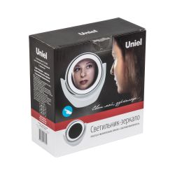 TLD-592 White-LED-13Lm-6000K-3АА Настольный светильник зеркало. На батарейках 3AAне в-к. Сенсорный выключатель. Белый. ТМ Uniel