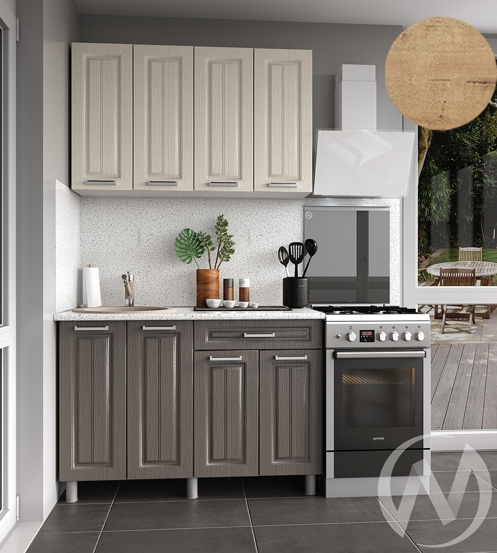 Кухня Лаура 1.2м (корпус белый/клен кремовый; клен серый) 38мм дуб бунратти