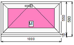 Пластиковое окно 550 х 1000 фрамуга ТермА Эко + Москитная сетка