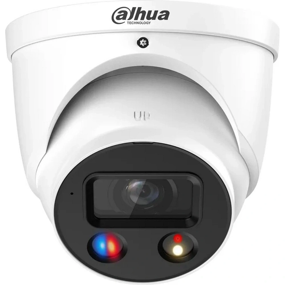 Уличная купольная IP-видеокамера Dahua TiOC с ИИ и активным сдерживанием 8Мп; 1/2.7” CMOS; объектив 2.8мм, видеоаналитика, ИК 30м, LED 30м, IP67, металл