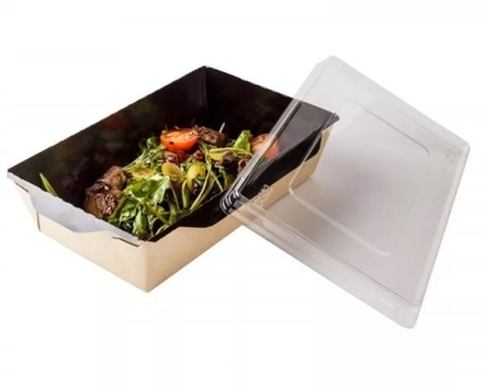 Коробка для салата "DoEco" 145х95х45мм ECO OpSalad 400 Black Edition, (Салатник), коричн./черный