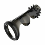 Черная рельефная насадка на пенис «Оки-Чпоки» с усиками (Цвет: черный)