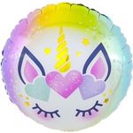 Шар (18"/46 см) Круг, Нежный единорог 1 шт.