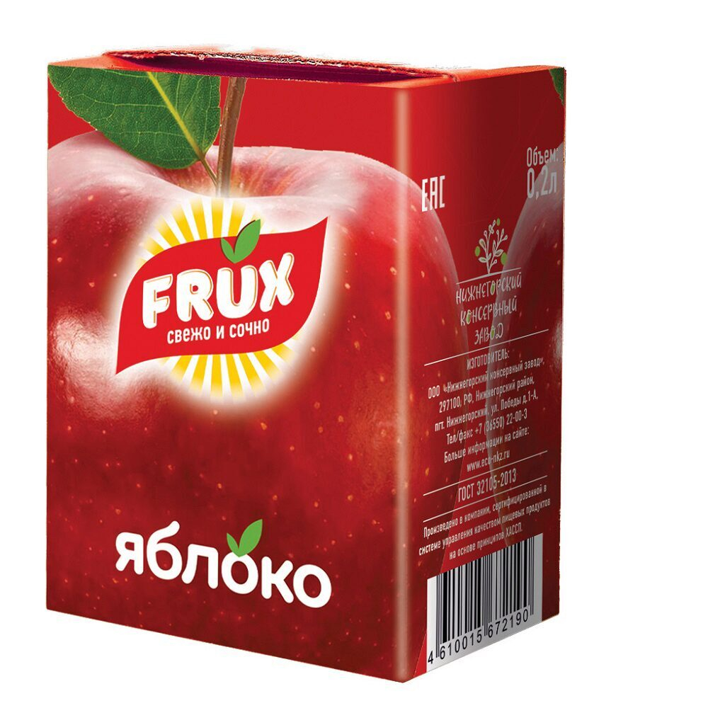 Напиток FRUX Сокосодержащий Яблоко 200мл тетра-пак