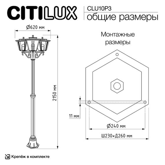 Уличный светильник Citilux FORTS CLU10P3