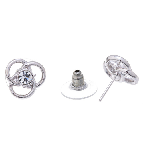 "Зазя" серьги в родиевом покрытии из коллекции "Snow" от Jenavi с замком пуссеты