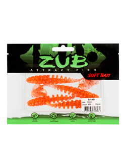 Приманка ZUB-SHAD  90мм(3,5")-5шт, (цвет 250) морковный с блестками