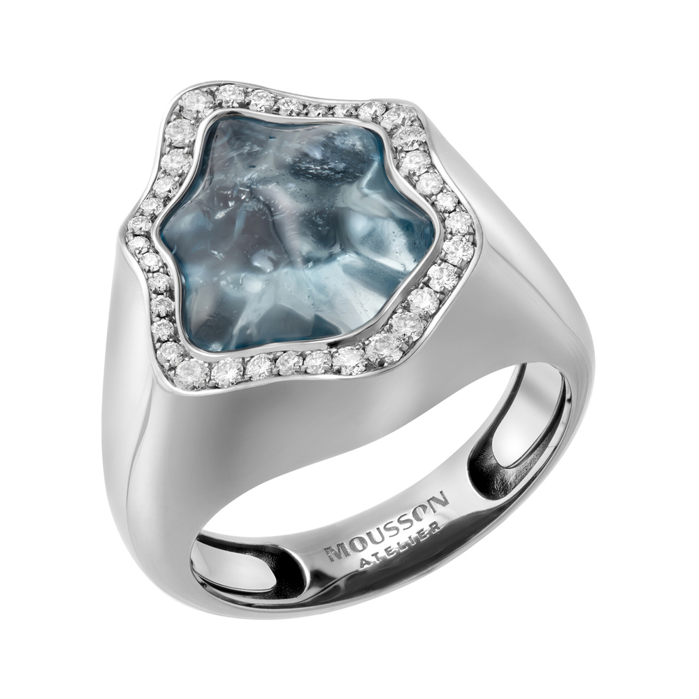 Кольцо с Аквамарином и Бриллиантами, R0030-66/1