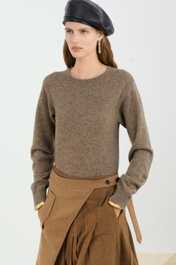 ZARA ПЛИССИРОВАННАЯ ЮБКА МИДИ ИЗ СМЕСОВОЙ ШЕРСТИ, КОНЬЯЧНЫЙ