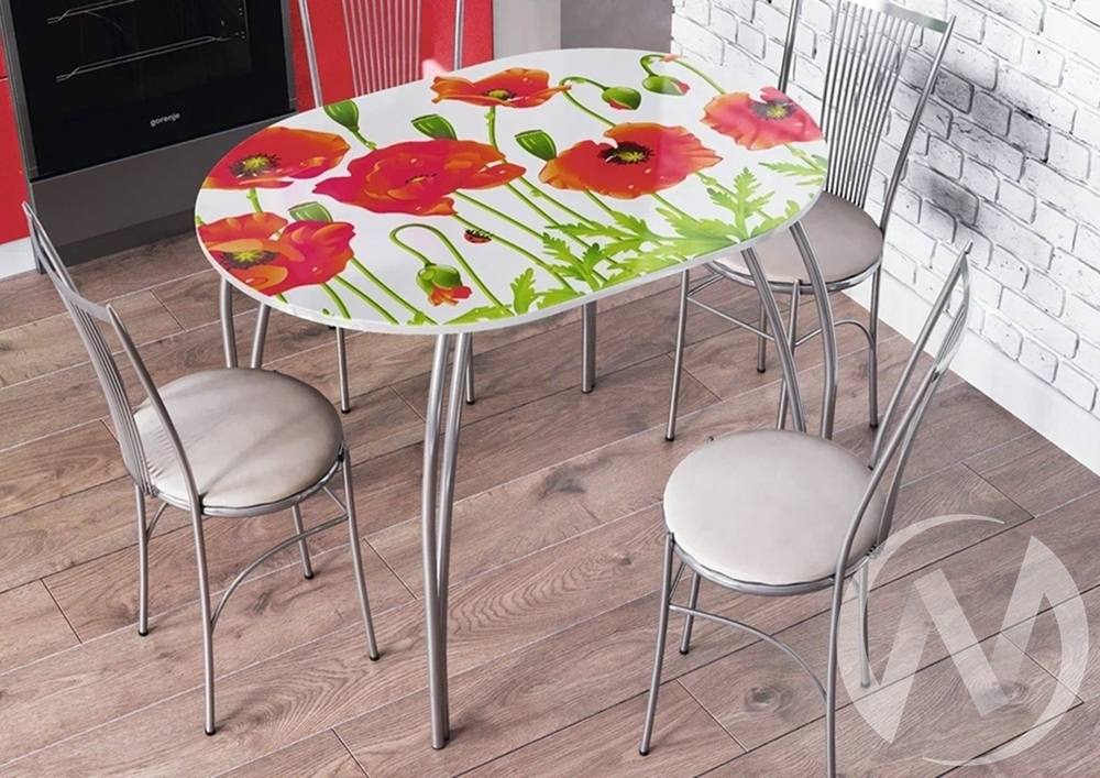 Стол кухонный овальный 1000*670 (Маки)