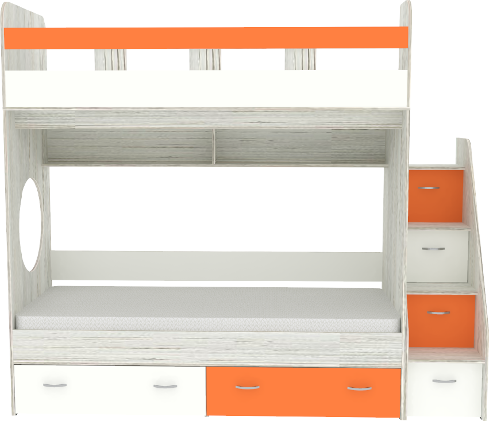 Двухъярусная кровать КарИВи Юниор 1 80x160 Винтерберг Оранжевый, Белый
