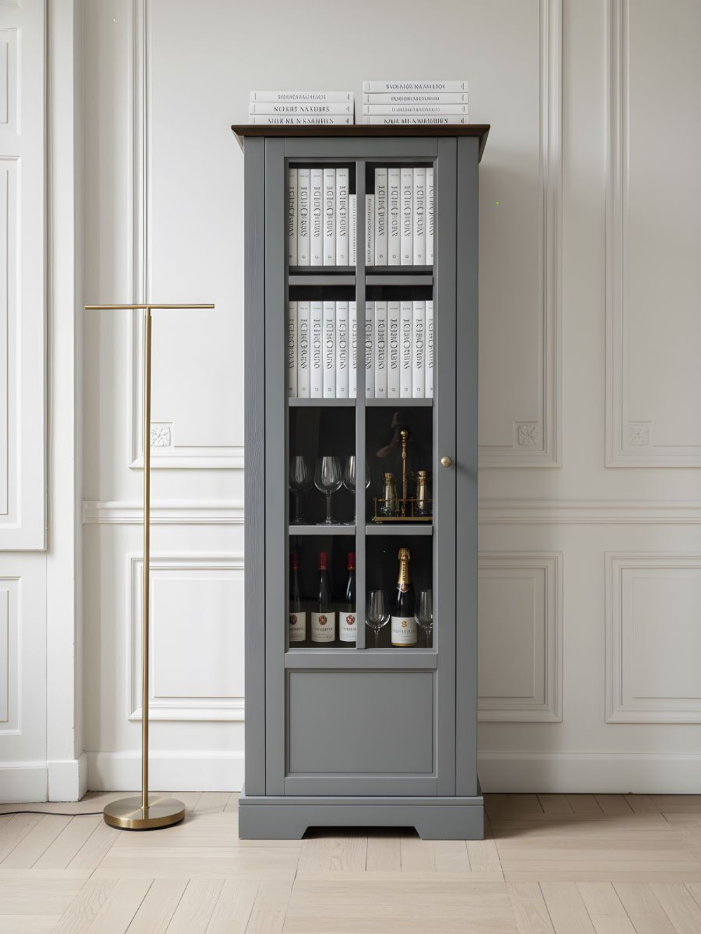 Шкаф-витрина деревянная Лэйквью 60х41х170 см, сервант с 4 полками, из массива сосны