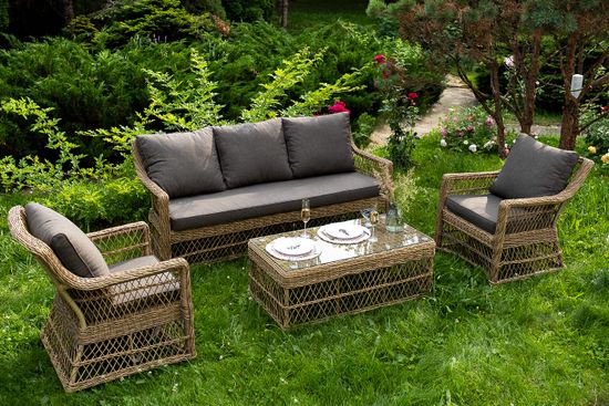 "Гранд Латте" лаунж-зона из искусственного ротанга, цвет соломенный