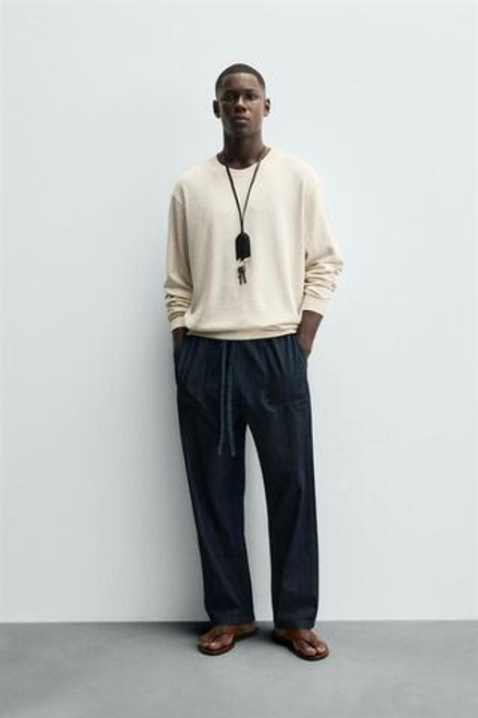 ZARA ТОЛСТОВКА SOFT С КРУГЛЫМ ВЫРЕЗОМ, БЕЖЕВЫЙ МЕЛАНЖ