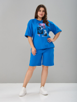 Костюм с шортами КНф-101П/васильковый