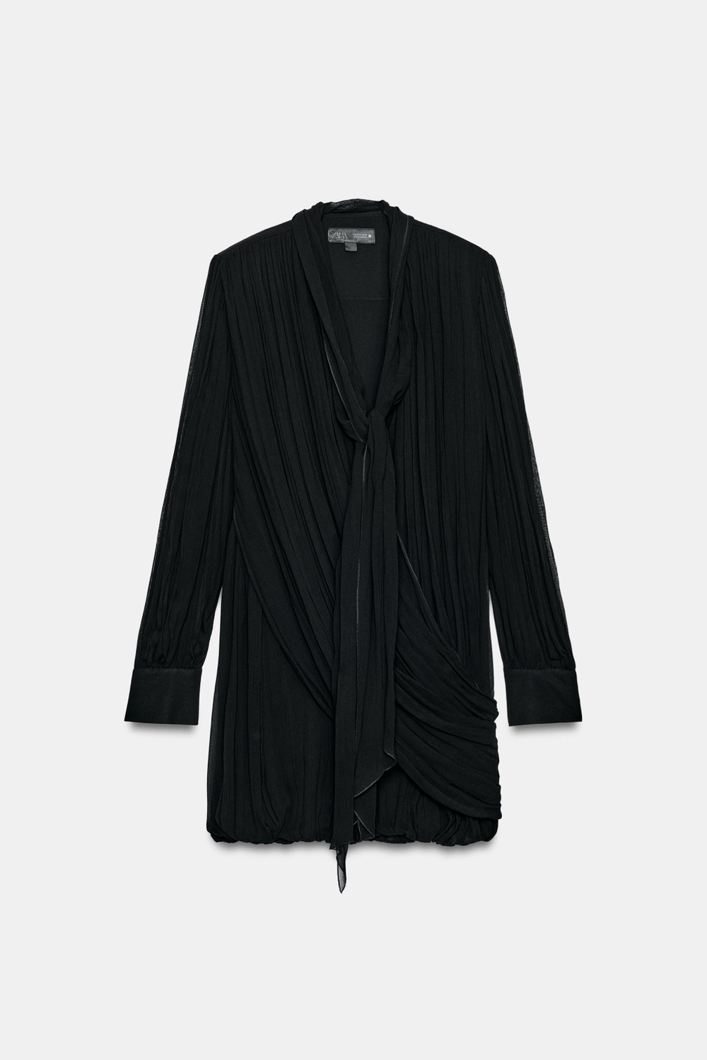 ZARA КОРОТКОЕ ПЛАТЬЕ СО СБОРКАМИ — ZW COLLECTION, ЧЕРНЫЙ