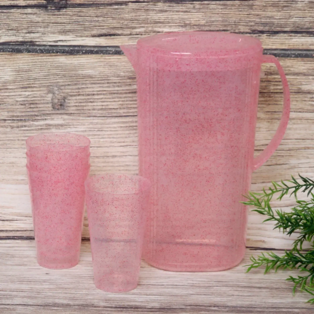 Кувшин пластиковый 1,8л «ЭкоЛайф» в наборе с 4-мя стаканами 250мл 10*12,5*23см