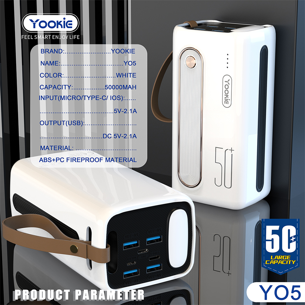 Power Bank YOOKIE YO5 4 Ports Fast Charging With Flashlight (50000mah)