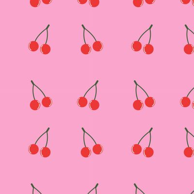 vector cherry pattern, on a pink background