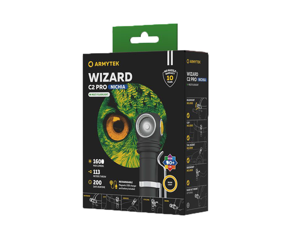 Мультифонарь светодиодный Armytek Wizard C2 Pro Nichia Magnet Usb, 1600 лм, теплый свет, аккум.