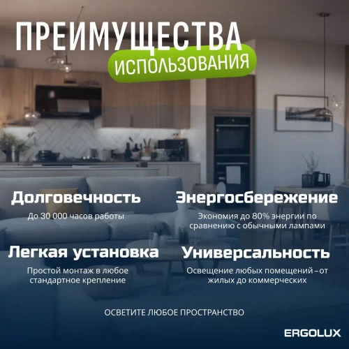 Набор из 10 светодиодных лампочек E27 4500K / Ergolux / LED, 15Вт