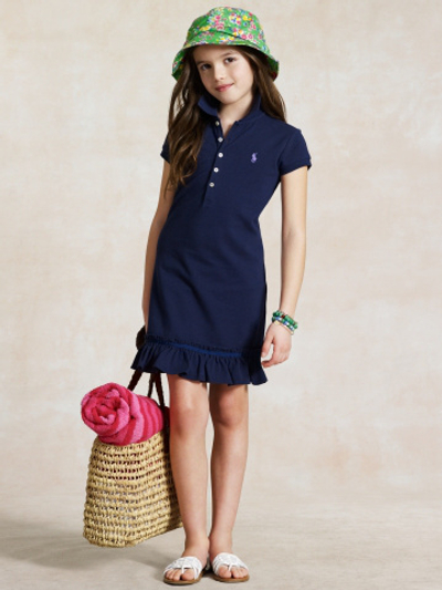 Платье-поло однотонное с вышивкой в виде логотипа