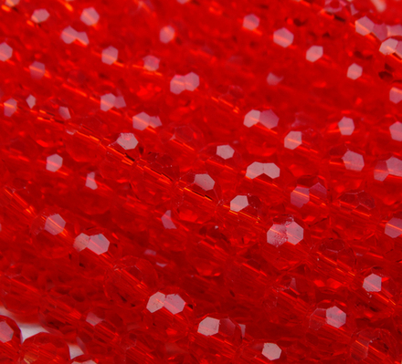 БШ009НН6 Хрустальные бусины "32 грани", цвет: красный прозрачный, размер 6 мм, кол-во: 39-40 шт.